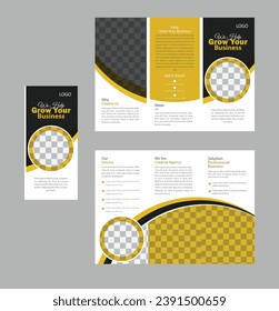 Corporate Trifold Brochure Design Template With White Background Design.