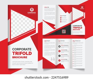 Corporate trifold brochure template with a clean layout and modern, abstract, minimalist style used for your business promotion