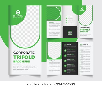 Corporate trifold brochure template with a clean layout and modern, abstract, minimalist style used for your business promotion