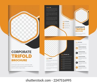 Corporate trifold brochure template with a clean layout and modern, abstract, minimalist style used for your business promotion