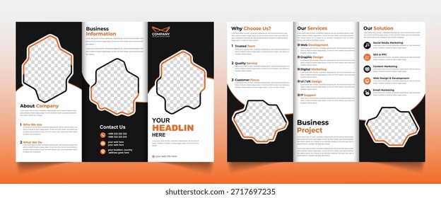Corporativa Trifold Folleto Diseño de Plantilla Color Naranja. Moderno y simple Corporativa Trifold.
