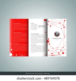 Corporate tri-fold brochure template design with connection abstract background. Corporate booklet. Stock vector.