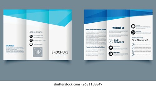 Corporate trifold brochure template. Ideal for business, presentations, advertising