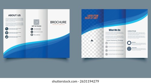 Corporate trifold brochure template. Ideal for business, presentations, advertising