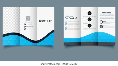 Corporate trifold brochure template. Ideal for business, presentations, advertising