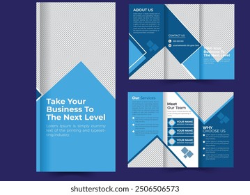 Corporate trifold brochure template. Modern, Creative, and Professional tri-fold brochure.