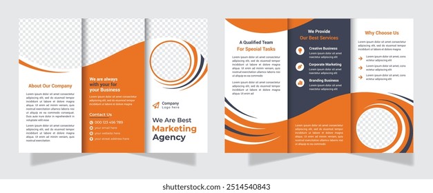 Corporate trifold brochure template. Modern, Creative, and Professional tri-fold brochure vector design.