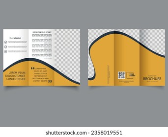 Corporate trifold brochure template. Vector editable template. Autumn design.