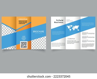 Corporate trifold brochure yellow blue Trifold brochure with yellow Flyer for printing.