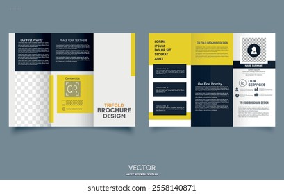 Corporate Trifold office flyer template design. For presentation and printing