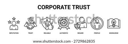 Corporate Trust web banner icon vector illustration concept with icons of reputation, trust, reliable, authentic, regard, profile, knowledge.