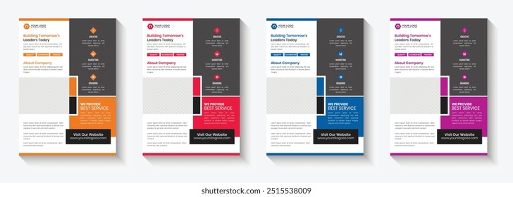 Corporate Unique Business flyer design template in A4 size, infographic, modern layout,editable bundle, marketing print material design, Magazine, Poster, Corporate Presentation, EPS

