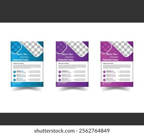 Corporate Unique Business flyer design template in A4 size,  modern layout,editable bundle, marketing print material design, Magazine, Poster,Leaflet.