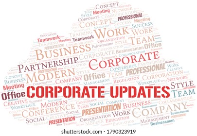 Corporate Updates vector word cloud, made with text only.