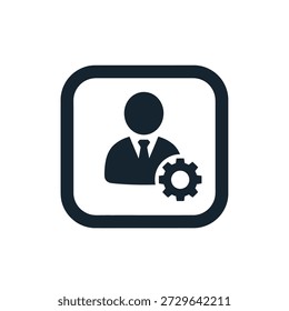 Botón Corporativa de configuración de gestión de usuarios para el personal de oficina. Símbolo de configuración técnica de recursos humanos de Profesional.