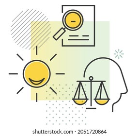 Unternehmenswerte - Ethik - Transparenz - Symbolillustration als EPS10-Datei