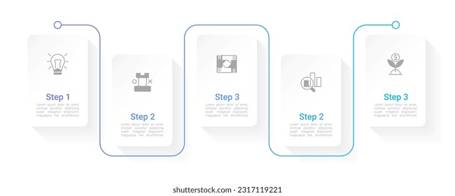 Corporate values infographic chart design template. Editable infochart with icons. Instructional graphics with 5 step sequence. Visual data presentation. Arial Regular, Bold fonts used