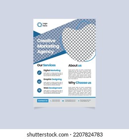 Plantilla de diseño de volante de vectores corporativos, presentación corporativa, folleto con color azul y tamaño A4. Fácil de usar y editar.