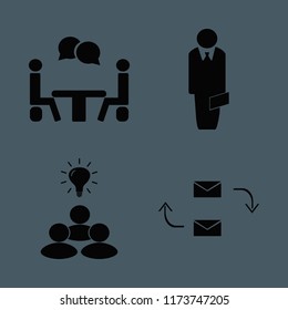 corporate vector icons set. with businessman, group idea, talking people and response letter in set