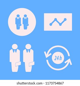 corporate vector icons set. with recycle hours, businessmen and statistics in set