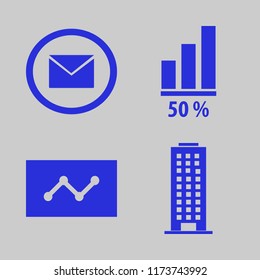 corporate vector icons set. with statistics, diagram, office building and envelope in set