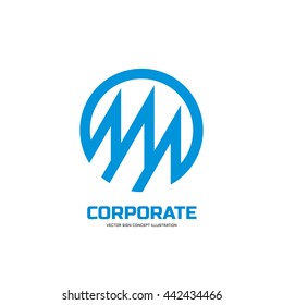 Corporate - vector logo concept illustration. Sharp design elements in circle. Abstract mountains sign. 