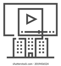 Video corporativo, icono vector de línea cuadrada.