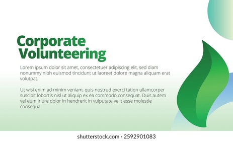 Corporate Volunteering concept. presentation templates corporate business annual report layout. abstract green leafs with line gradient clean look vector template 