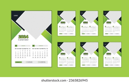 Corporate wall calendar design for 2024 year, creative and attractive 2024 calendar design, professional wall calendar design week start on monday, 
