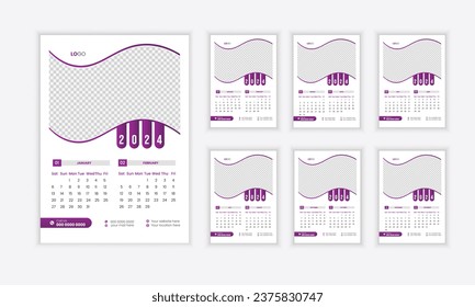Corporate wall calendar design for 2024 year, creative and attractive 2024 calendar design, professional wall calendar design week start on monday,
