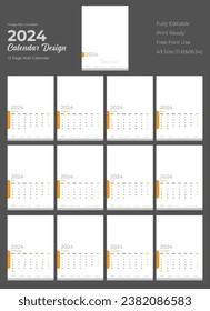 Corporate wall calendar design 2024