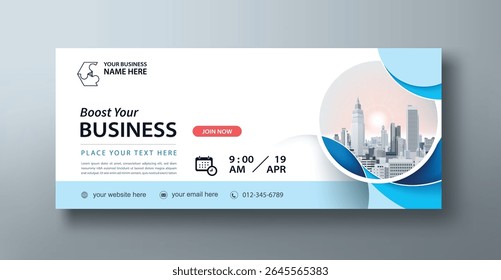 Corporate web banner mockup, a social media template for branding and a cover header background for websites
