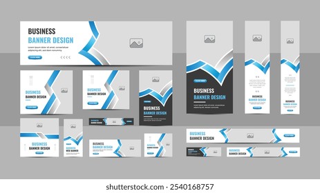 Corporate web banner template bundle, social media post or square banner, cover, conference flyer, Header, landing page web design. Abstract banner design web template Set