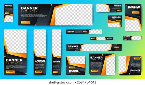 Diseño de Plantilla de conjunto de Anuncios de Web Corporativa. Plantilla de Anuncios publicitarios de negocios. Vector