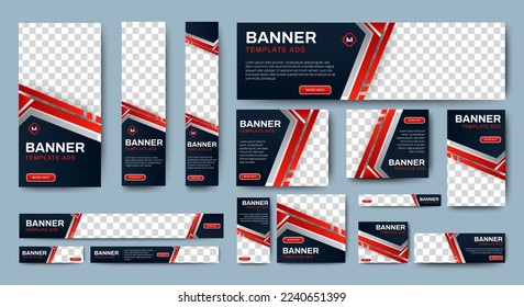 Corporate web banners of standard size with a place for photos. Vertical, horizontal and square template