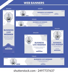 Corporate web banners of standard size with a place for photos. Vertical, horizontal and square template