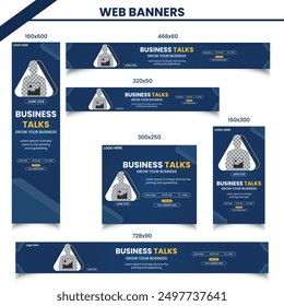 Corporate web banners of standard size with a place for photos. Vertical, horizontal and square template