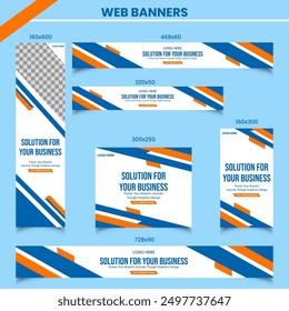 Anuncios de Web Corporativa de tamaño estándar con un lugar para Fotos. Vertical, Plantilla Horizontal y cuadrada