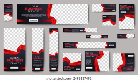 Corporate web banners of standard size with a place for photos. Vertical, horizontal and square template