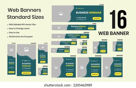 Corporate Web Set Banner Design, Social Media Post, Webinar-Vektorbanner-Vorlage
