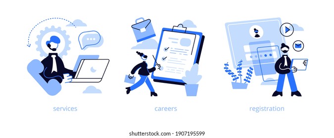 Corporate website abstract concept vector illustration set. Service