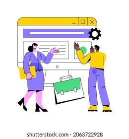 Corporate website abstract concept vector illustration. Official company website, business online representation, corporate vision page, web development, graphic design service abstract metaphor.