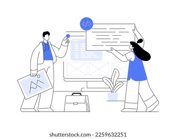 Corporate website abstract concept vector illustration. Official company website, business online representation, corporate vision page, web development, graphic design service abstract metaphor.