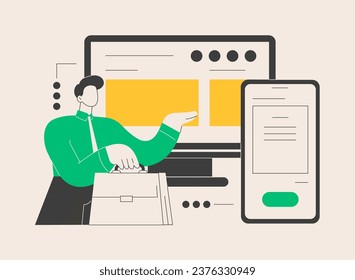 Corporate website abstract concept vector illustration. Official company website, business online representation, corporate vision page, web development, graphic design service abstract metaphor.