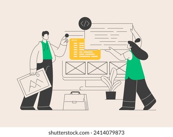 Corporate website abstract concept vector illustration. Official company website, business online representation, corporate vision page, web development, graphic design service abstract metaphor.