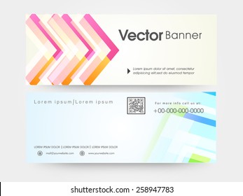 Corporate Website Header Or Banner Set With Stylish Arrows And Place Holder For Your Professional Contact Details.