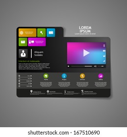 Corporate Website template. Creative web Multifunctional Media design. Mobile interface. Vector. Editable. 