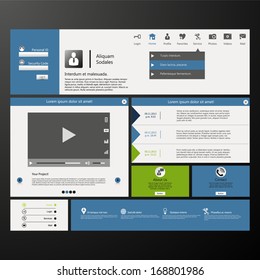Corporate Website template. Creative web Multifunctional Media design. Mobile interface. Vector. Editable. 