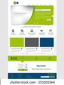 Corporate Website template. Multifunctional Media design. Mobile interface. Vector. Editable.