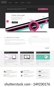 Corporate Website Template, Professional One Page Design. Vector Eps 10